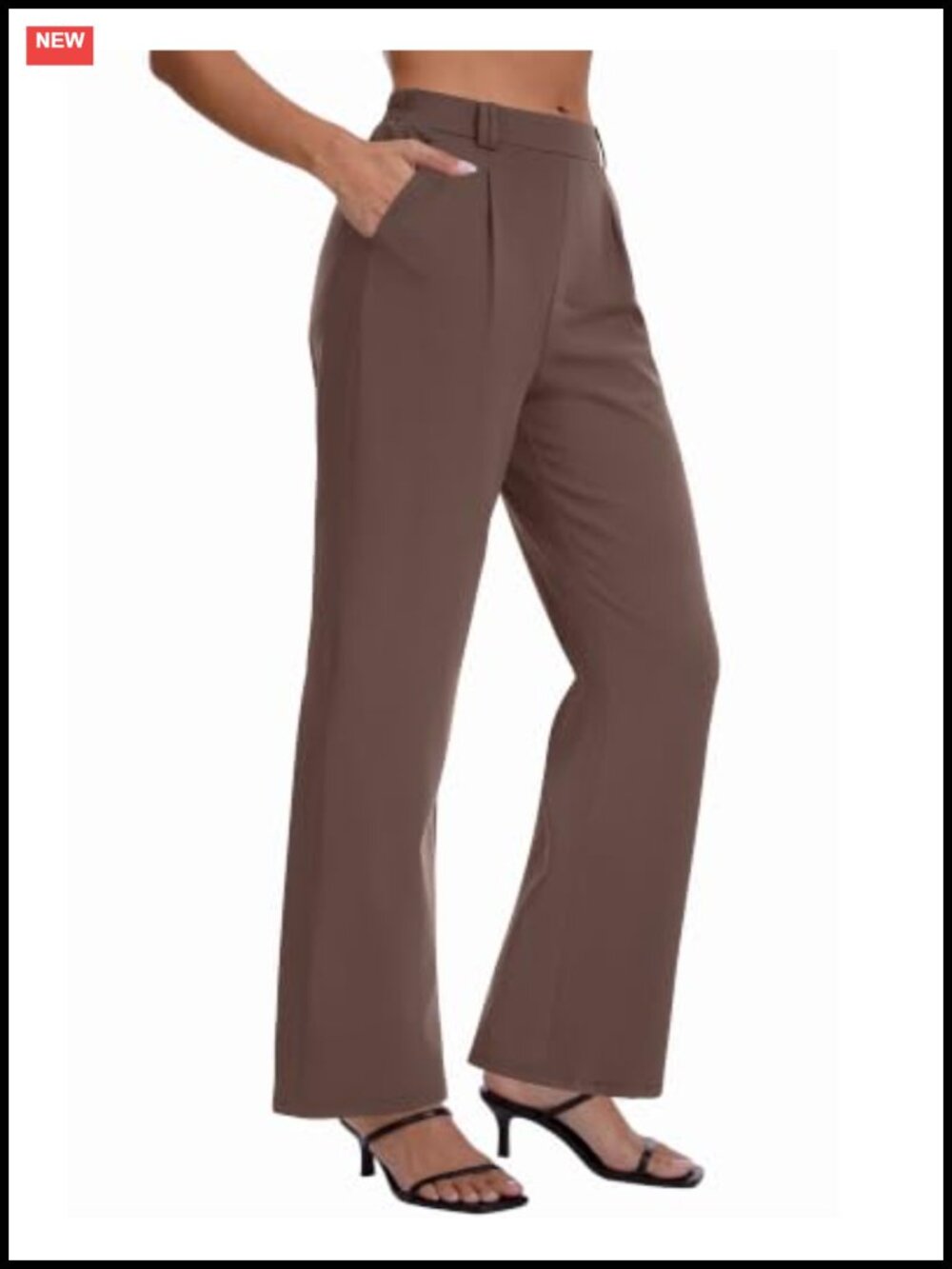 High Waisted Pull-On Straight Leg Work Pants with Pockets